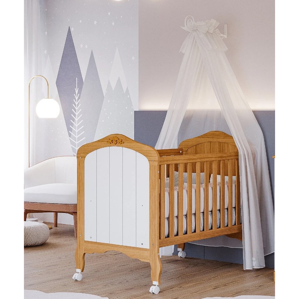 Berço Mini Cama Alegria Espresso Móveis Bege/Nature/Branco Nature/Branco