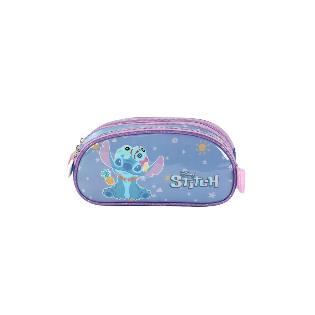 Estojo Triplo Infantil Médio Ohana Stitch Disney