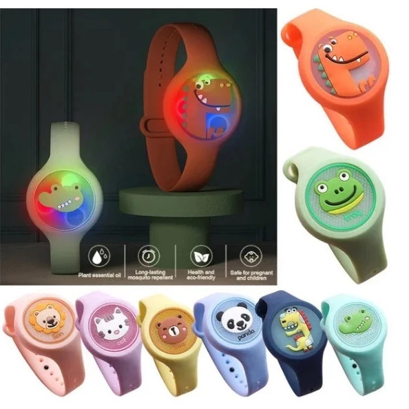 Kit Relógio Infantil Com Repelente De Mosquito E Luz Led Para Bebês e Crianças Anti Mosquito