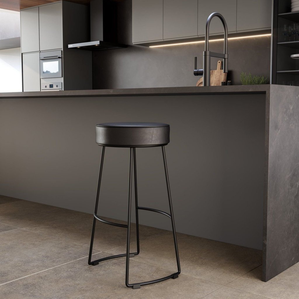 Banqueta Alta Industrial Aço Nice Preto Yescasa Preto