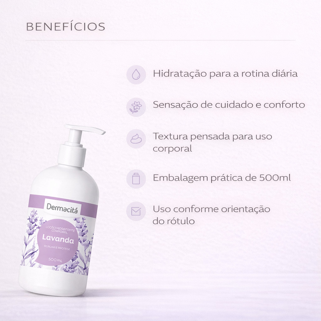 Hidratante Corporal Dermacitá Lavanda 500ml · foto 2