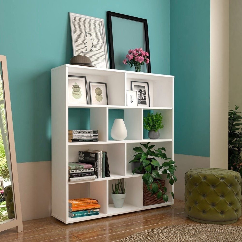 Estante de Livros 91CMX109CM 10 Nichos Book Branco Branco