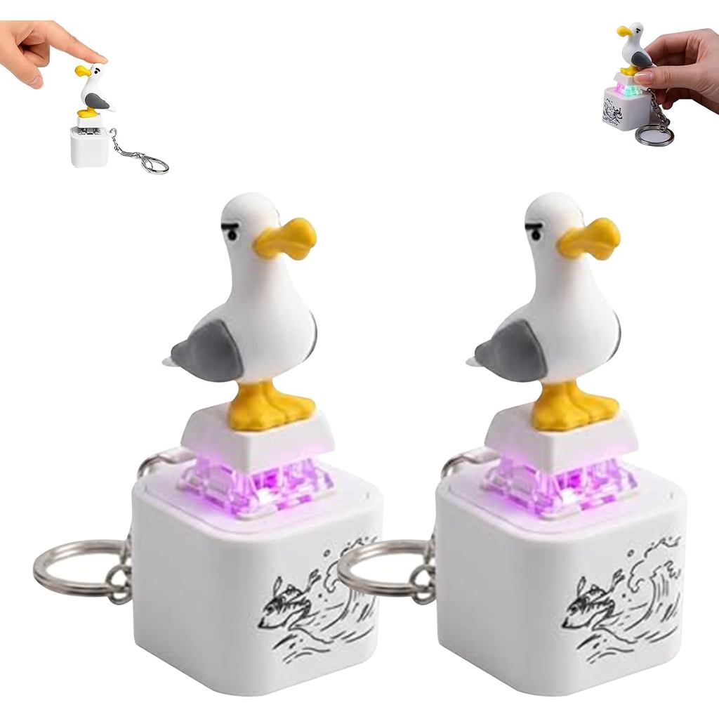 Chaveiro com som de gaivota, brinquedo recarregável para os dedos, com som de gaivota realista e luz LED, brinquedo dive