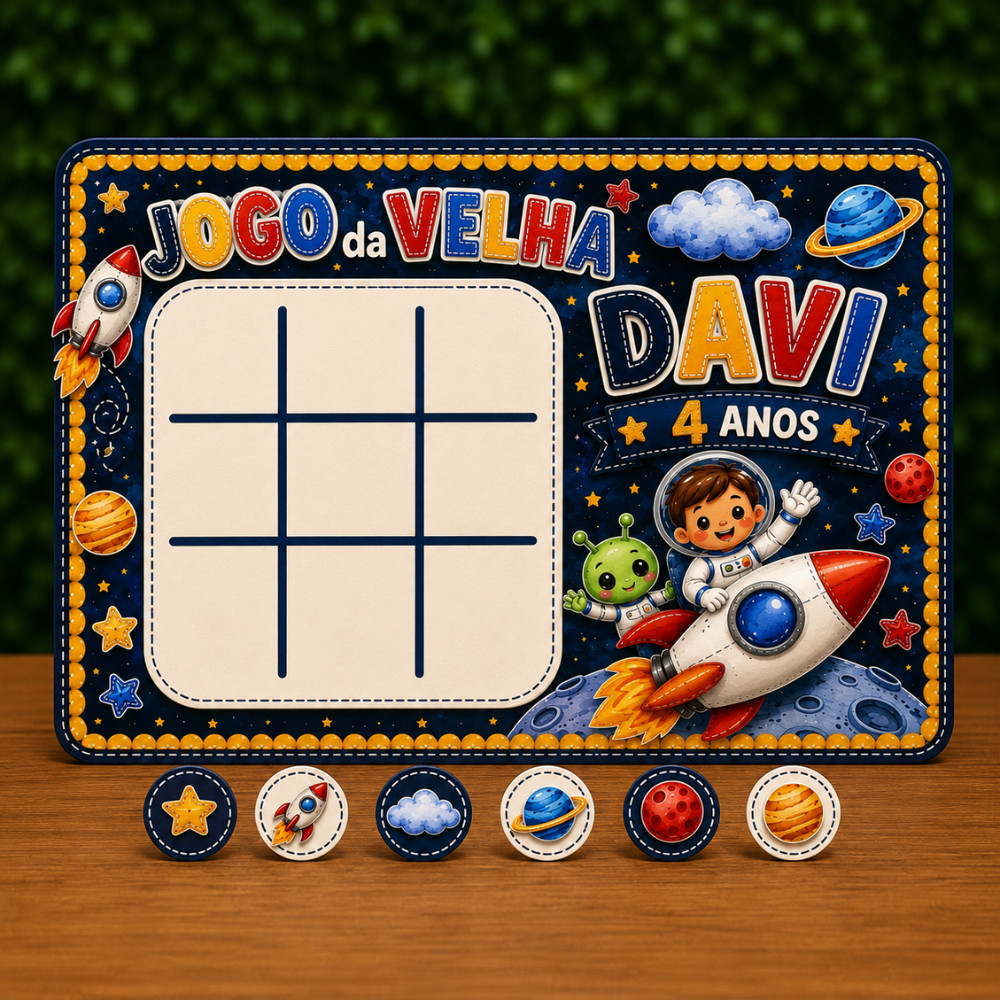 Lembrancinha Personalizada Jogo da Velha Astronauta Menino / Lembrancinha de Aniversário Personalizada
