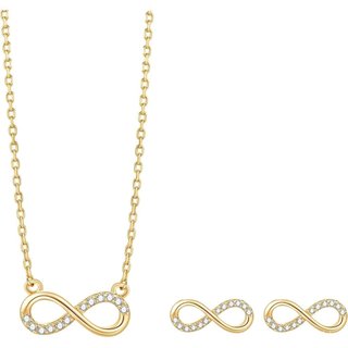 Conjunto de COBI para Mulheres, Colar e Brincos com Banho de 18K e Ródio, Designs de Trevo, Halo, Infinito, S