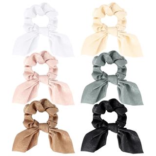 6PCS Scrunchies de Cabelo com Cauda de Coelho, Scrunchies de Cabelo de Cetim com Orelhas de Coelho de Páscoa, Fitas Elás