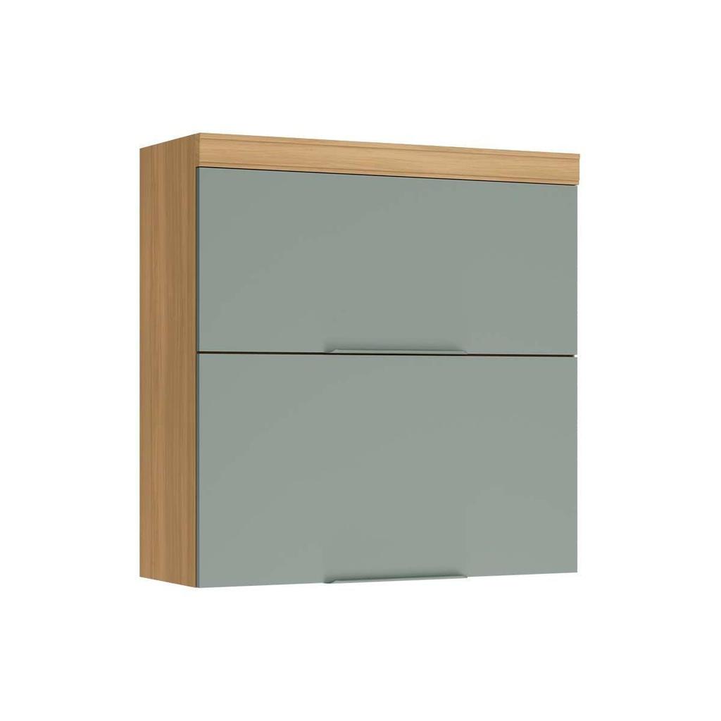 Armário Aéreo p/ Cozinha Marquesa c/ 2 Portas Basculante 80 cm Nature/Verde - Nesher
