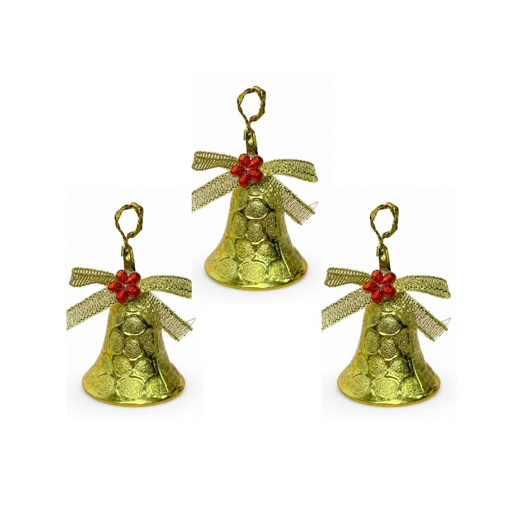 Kit 03 Enfeites De Natal Mini Sino Decoração Pendente Árvore