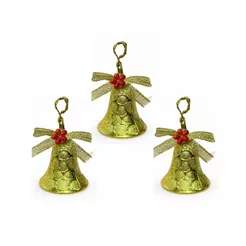 Kit 03 Enfeites De Natal Mini Sino Decoração Pendente Árvore