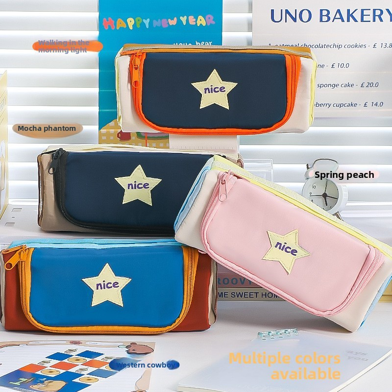 Bolsa de papelaria multifuncional, grande capacidade, portátil, caixa de papelaria infantil, armazenamento portátil