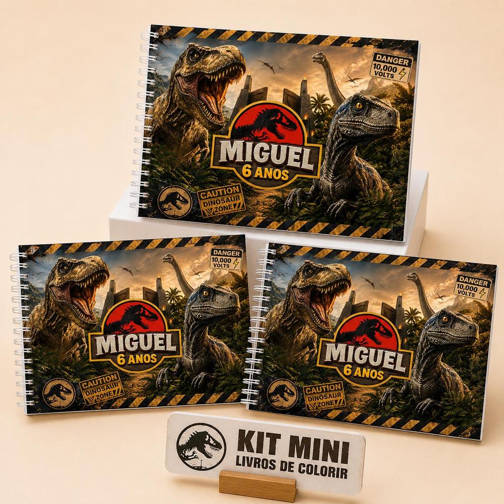 Kit Mini livros de colorir Dinossauros personalizados brindes festa infantil sacola surpresa lembrancinha Jurrasic