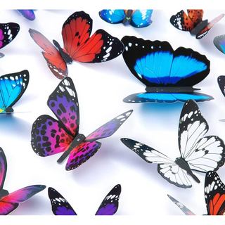 43 Adesivos de Parede em Forma de Borboleta 3D, Decalques Decorativos Removíveis para Decoração de Quarto e Casa