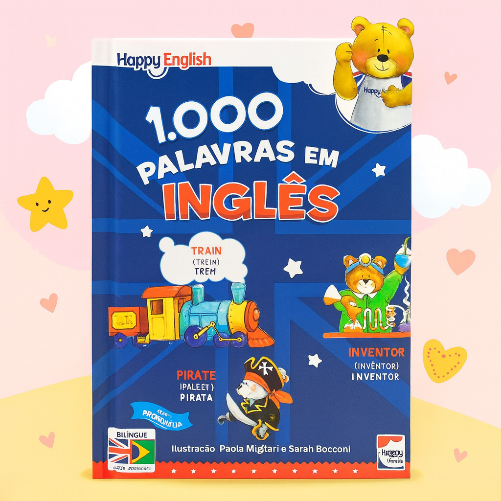 Livro Infantil Ilustrado Minhas Primeiras 1000 Palavras Em Inglês Capa Almofadada Premium