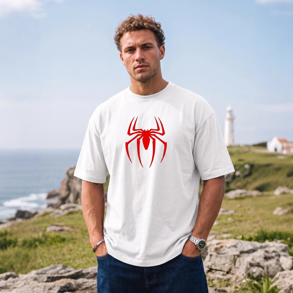 Camiseta Máscara Aranha Herói Filme 100% Algodão Penteado Estampa Grande Profissional Streetwear Unissex Oversize