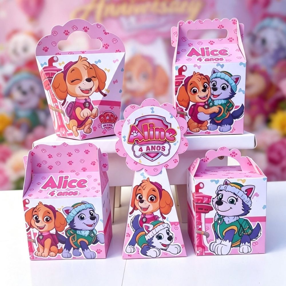 Kit Festa Caixinhas SKY E EVEREST PATRULHA CANINA lembrancinhas personalizadas para aniversario infantil decoração mimos