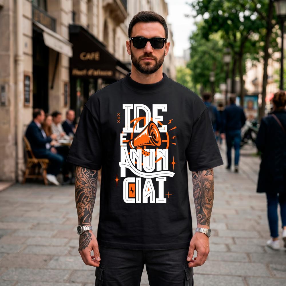 Camiseta Oversized Suedine Masculina Estampada Cristã IDE E ANUNCIAI Streetwear
