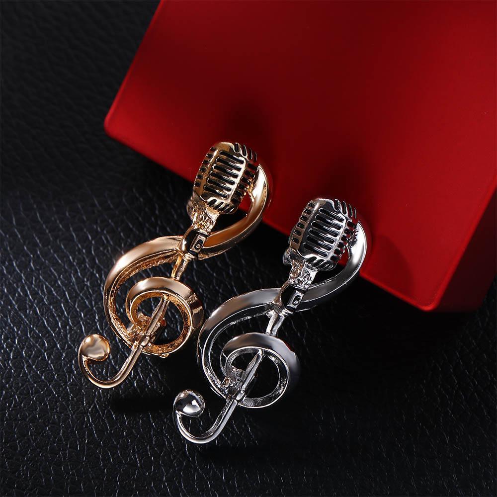 Broches De Microfone Broche De Lapela De Desenho Animado Alfinete Esmaltado De Concerto
