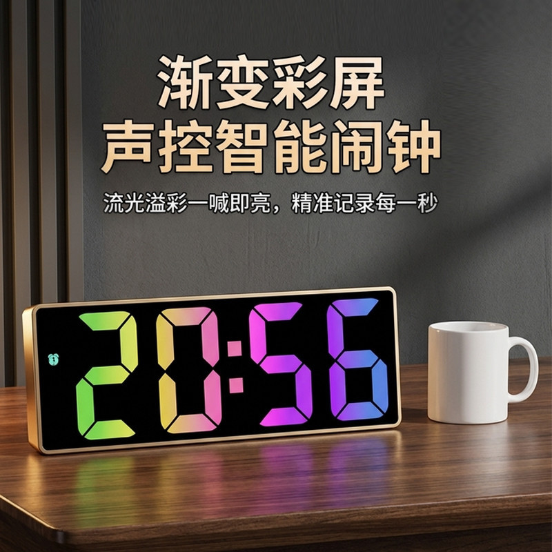 2026 Novo produto LED tela grande despertador eletrônico silencioso Desktop relógio Digital estilo estudante dedicado re