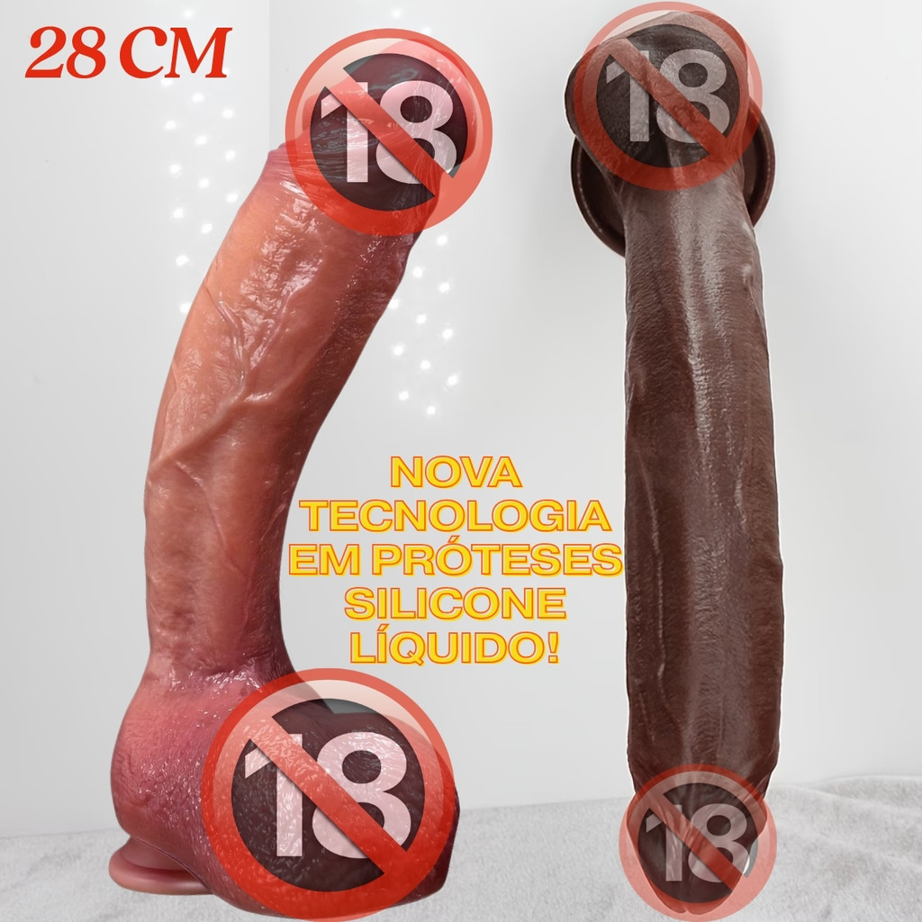 Pênis Silicone Realista Grande Grosso 28 Cm Dildo Consolo Macio Ventosa