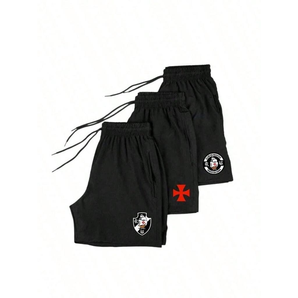 Kit 3 Bermudas Vasco da Gama Masculina Shorts Cruzmaltino Dry Fit Elastano Treino P M G GG