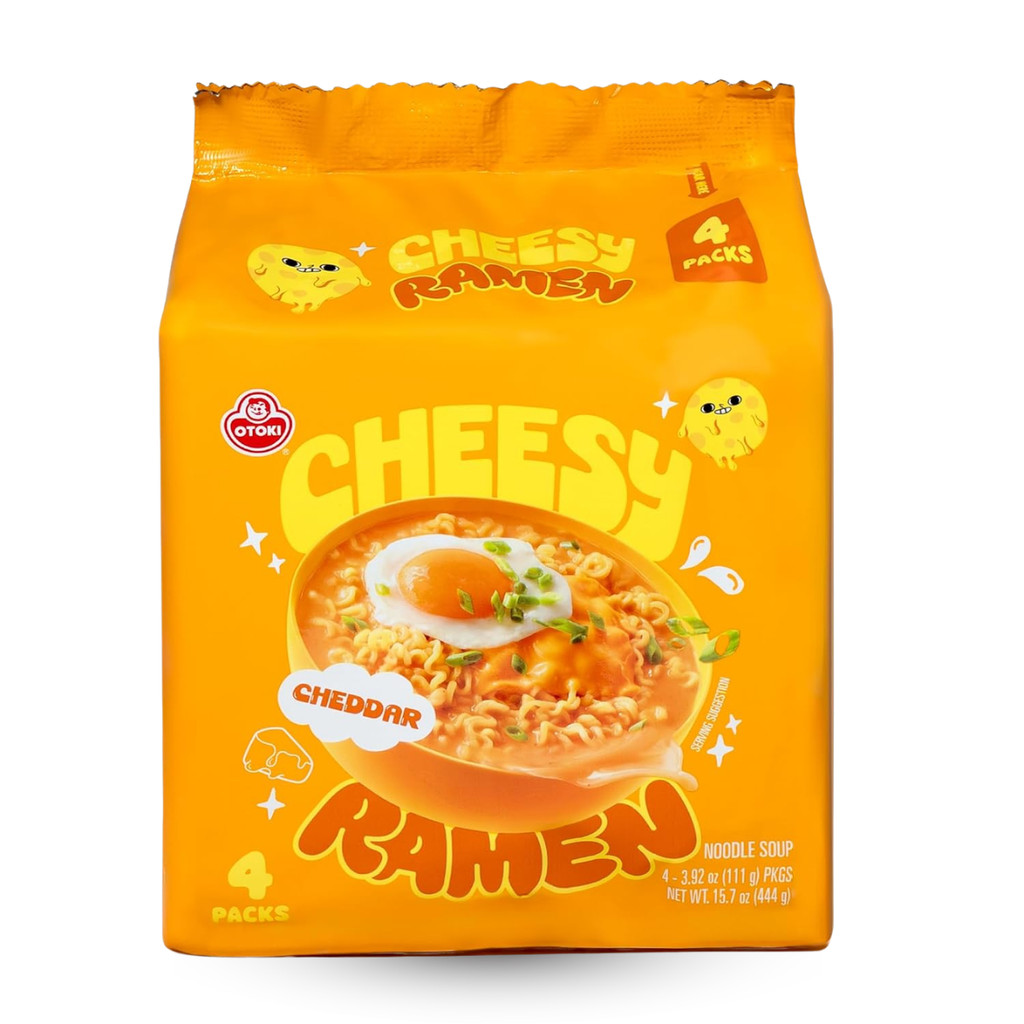 Kit de Lamen Coreano Otoki Cheesy Ramen Sabor Cheddar 111 gramas - 4 Pacotes