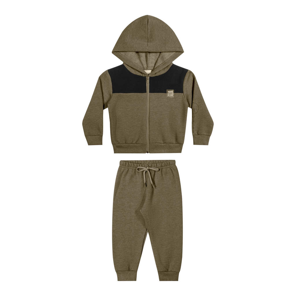 Conjunto Infantil Menino Recorte Com Capuz Elian Verde