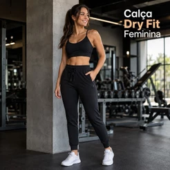 Calça Jogger Feminina Dry Fit Elastano Academia Esportiva Leve Cintura Elástica