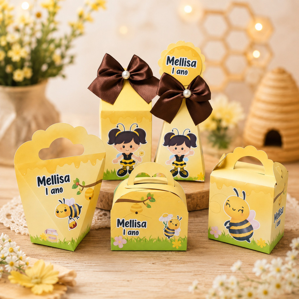 ABELHINHA Kit Festa Lembrancinhas Personalizadas Caixinhas para Festa Infantil