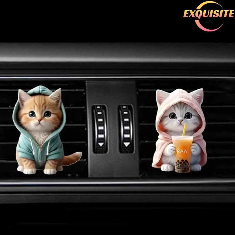 [EL-t] Clipes De Perfume Para Saída De Carro 2D Cat Air Freshener Difusor Condicionado Aromaterapia Clip Decoração De In