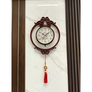 Novo estilo chinês relógio de parede de madeira maciça estilo chinês sala de estar relógio de parede doméstico sala de j