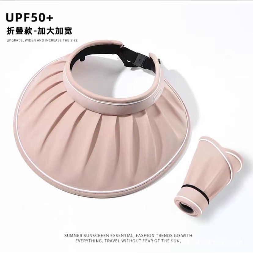 Chapéu aberto com proteção solar e para o rosto, plissado, versátil e elegante, chapéu de sol para atividades ao ar livr