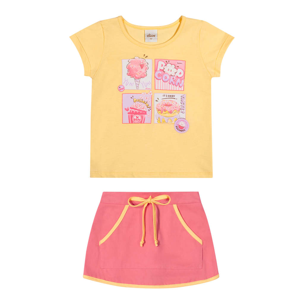 Conjunto Infantil Menina Docinhos Elian Amarelo — imagem 2 de 2
