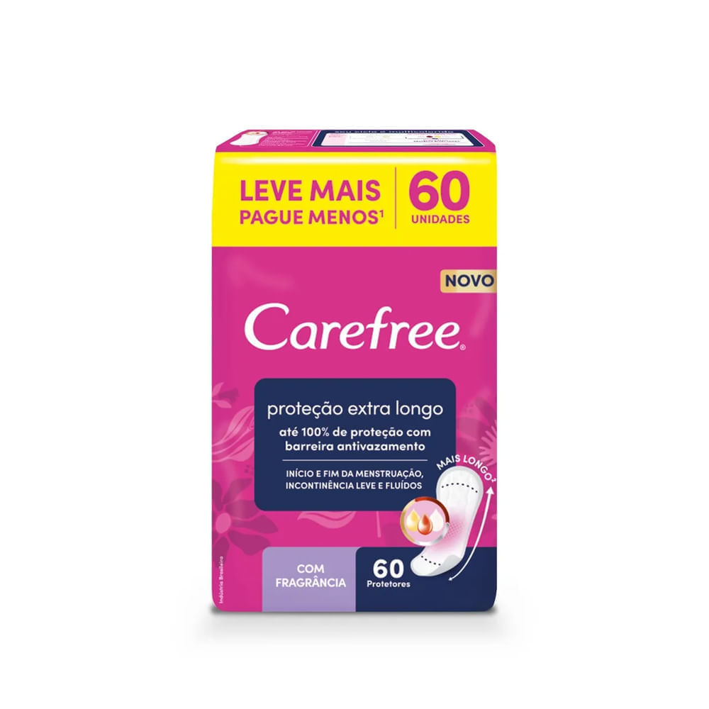 Protetor Diário Carefree Proteção Extra Longo 60 Unidades