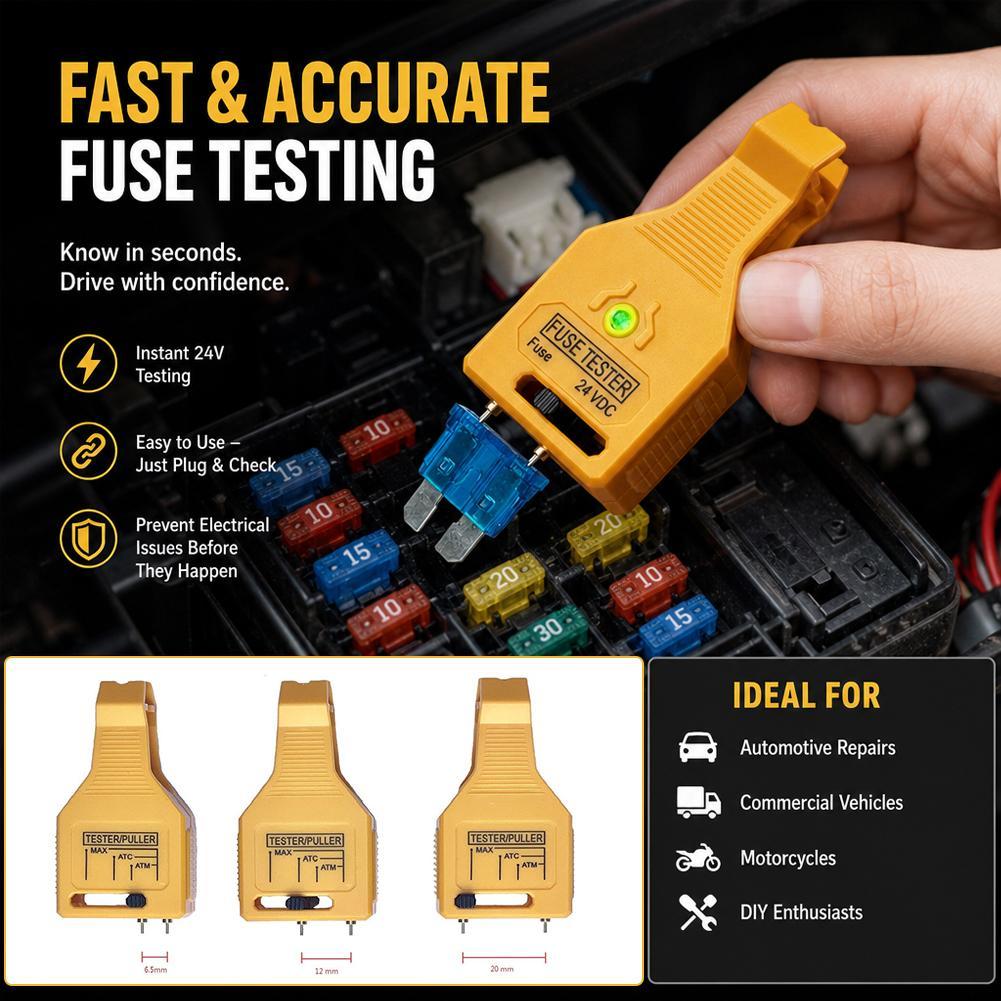 Testador De Fusível E Ferramenta Extrator 2 Em 1 Com Display Digital Para Detecção Soprado Rápido Veículos 12V 24V