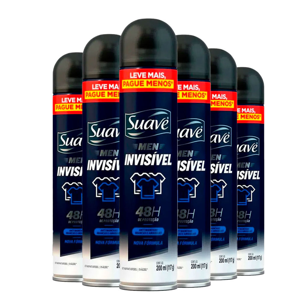 Kit Desodorante Antitranspirante Suave Invisible 200ml C/6 Unidades