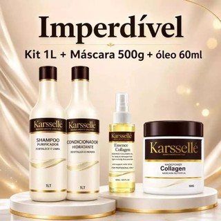 Karssellé Shampoo + Condicionador 1LT OU 250ml + Máscara 500g + Oleo 7ml