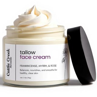 CreekTallow Hidratante Facial - Sebo de Boi Batido para o Rosto com Óleos de Amêndoa, Mirra, Olíbano e Rosa – Sebo de Bo