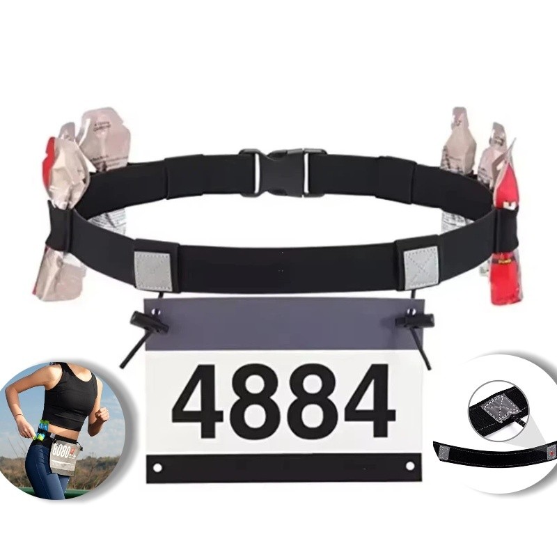 Cinto Porta Número Para Corrida Triathlon Ciclismo Gel Carb Up Elástico Refletivo