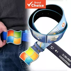 Cinto Y2K Retro Windows Vista em PU, com fivela de liga de quatro cores e estampa vintage de desktop de computador,