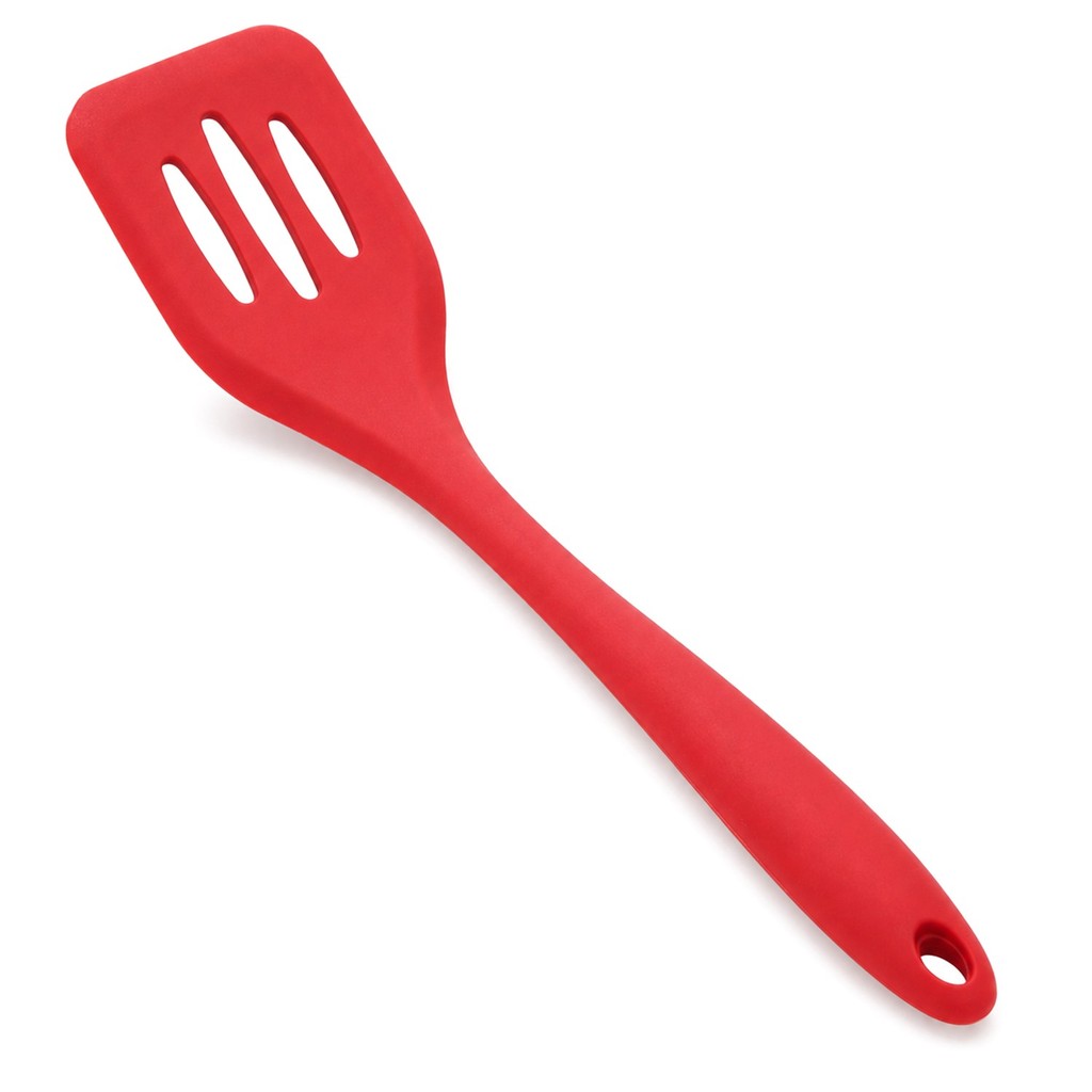 Espátula De Silicone Vazado Reforçada Utensílio De Cozinha Antiaderente Vermelho