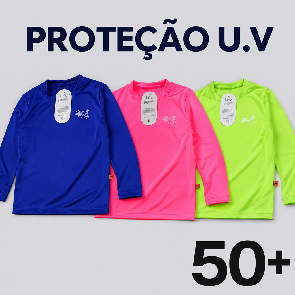 Blusa Térmica Infantil Proteção UV 50+ | Camisa Manga Longa Praia Piscina Sol | Proteção Solar Criança