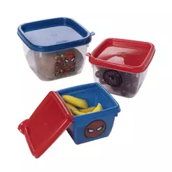 Kit 3 Potes Homem Aranha Lancheira Passeio Marvel Plasútil