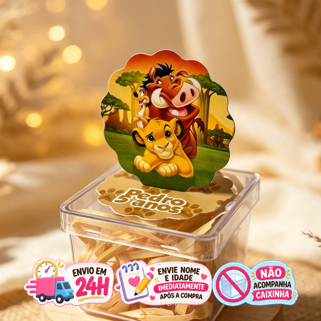 Aplique em Pé 3D Rei Leão Personalizado Lembrancinha Festa Infantil Kit 10 a 50 unidades