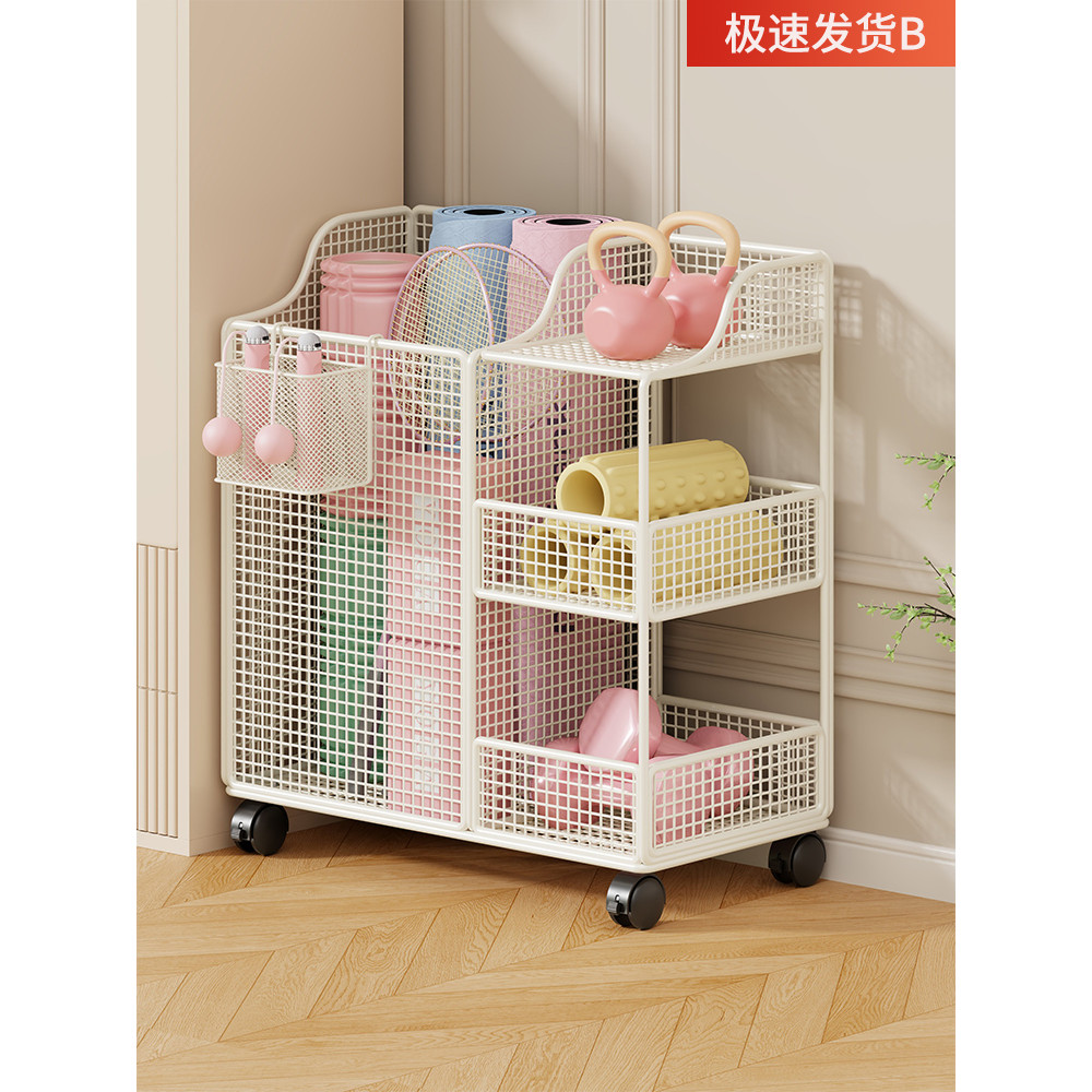 Rack de armazenamento móvel para raquete de Badminton, casa, sala de estar, Yoga, cesta organizadora, grande capacidade,