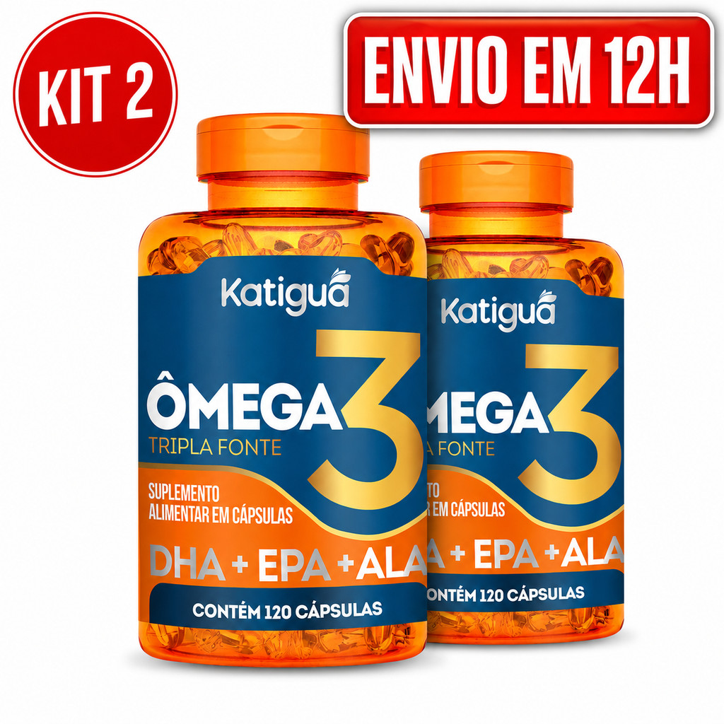 Kit 2 Ômega 3 120 Cápsulas Tripla Fonte EPA DHA ALA Suplemento Alimentar