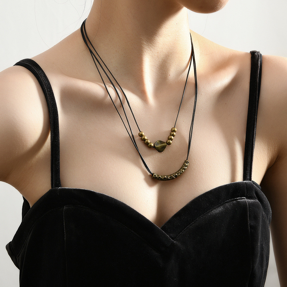 Novos acessórios Retro estilo Casual senhoras moda Bronze tubo forma pingente colar único Wear acessórios de correspondê