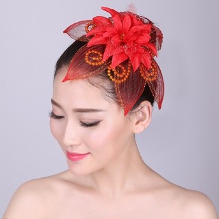 Leque dança Folk dança Yangko dança headwear desempenho acessórios para o cabelo desempenho traje headwear meia-idade id