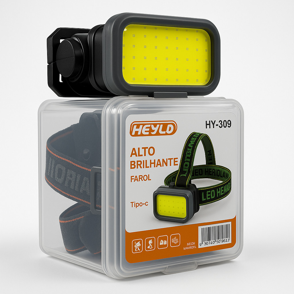 Imagem Lanterna de Cabeça Recarregável LED COB 50 Leds 4 Modos USB Tipo-C Elástico Ajustável