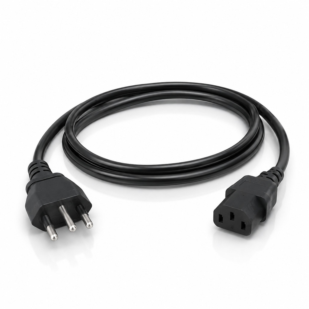 Cabo de Força Tripolar 3 Pinos 1,5m para PC Monitor Fonte CPU Computador