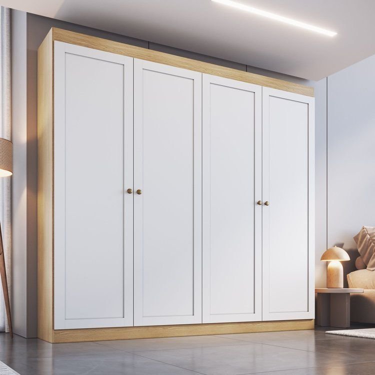 Guarda-Roupa Casal 4 Portas 2 Gavetas Americano/Provençal Ele e Ela Europa Branco/Savana Savana/Branco